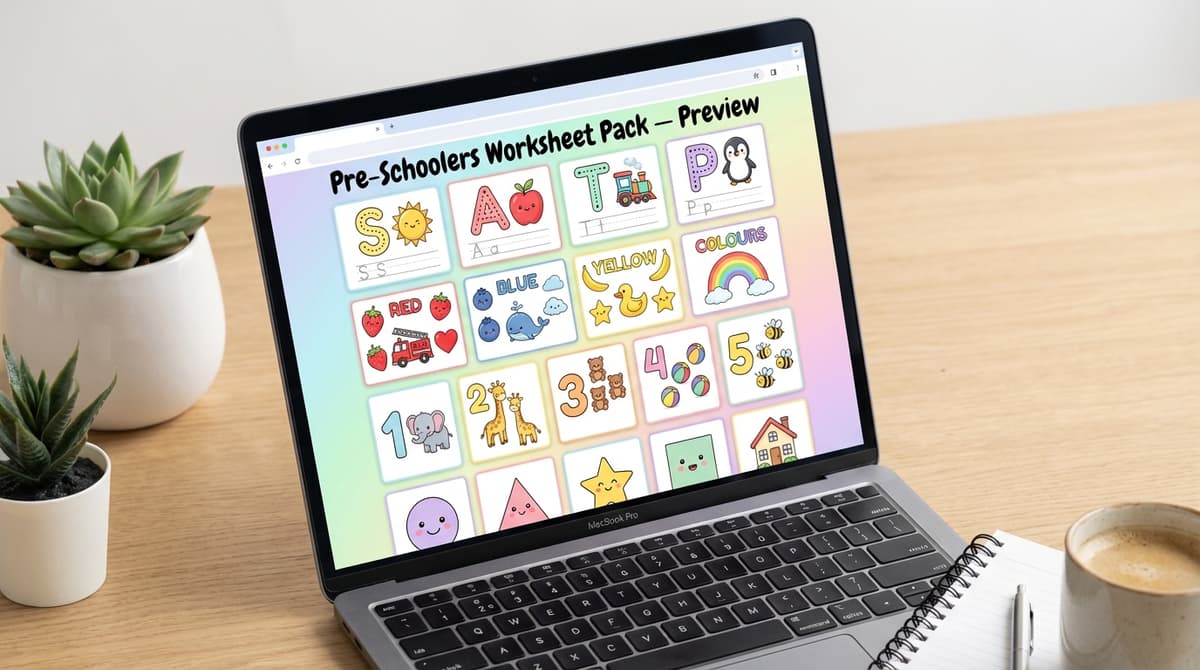 Worksheets displayed on laptop